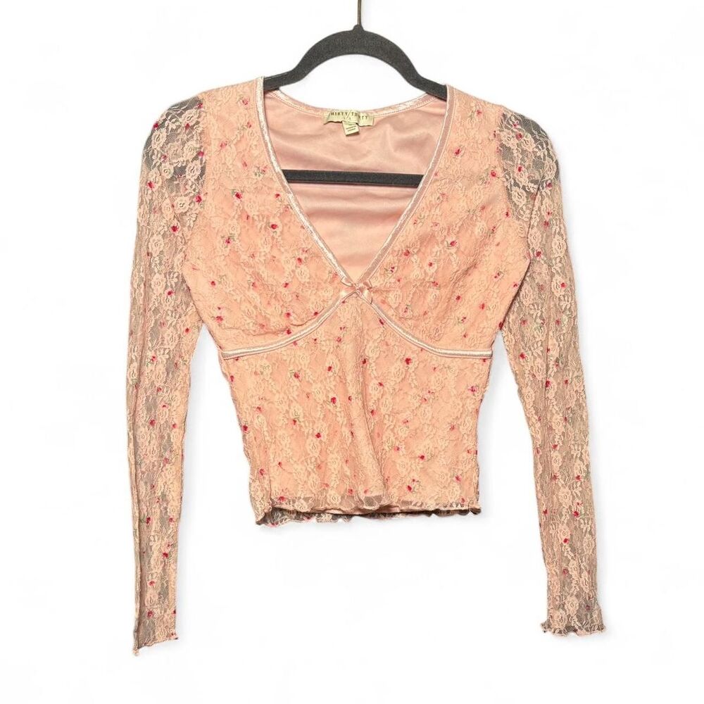 pink floral lace babydoll top by Thirty Thirty LA